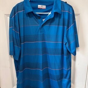 Grand Slam Men's Striped Blue Polo Shirt